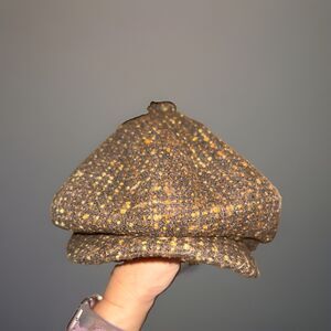 Goorin Bros Brown Wool Tweed Newsboy Hat Panel Cap size LARGE
